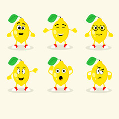 Cartoon lemons set with different emotions.