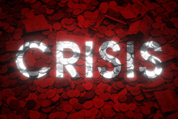 Financial crisis. The crisis in the economy, The background of coins and banknotes. money is...