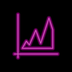 Graph simple icon vector. Flat design. Purple neon style on black background.ai