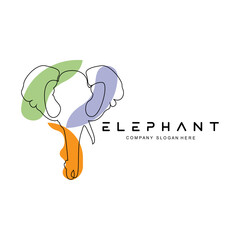 Elephant line logo design protected animal sketch vector illustration