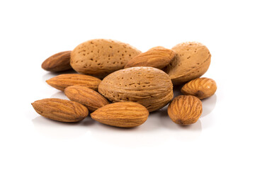 Almonds on a white background
