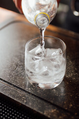fruit cocktail is prepared by a bartender