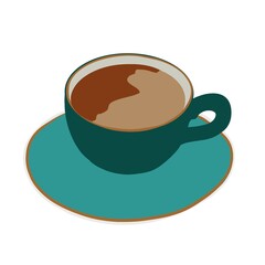 A beautifully aesthetic coffee cup. Beautiful minimalistic background. Template for presentation. Coffee cup on white background. Beautiful stylish poster.