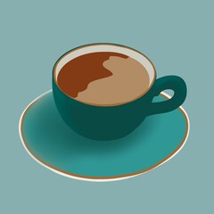 A beautifully aesthetic coffee cup. Beautiful minimalistic background. Template for presentation. Coffee cup on white background. Beautiful stylish poster.