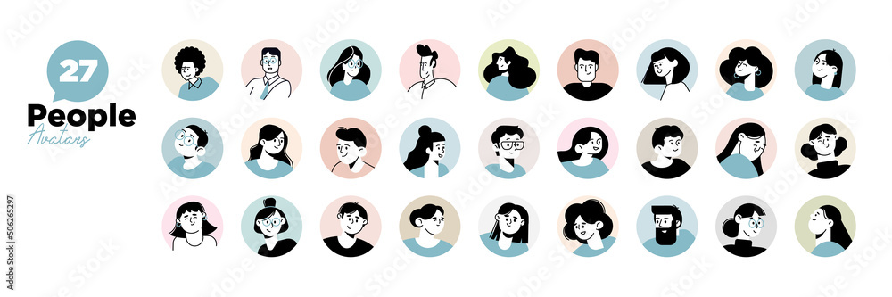 Wall mural people avatar icons. vector illustration charaters for social media and networking, user profile, we - Wall murals