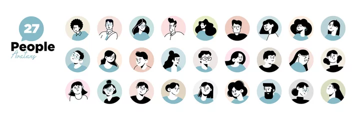 Muurstickers People avatar icons. Vector illustration charaters for social media and networking, user profile, website and app design and development, user profile icons. © PureSolution