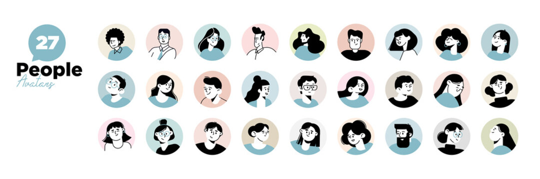 People avatar icons. Vector illustration charaters for social media and networking, user profile, website and app design and development, user profile icons.