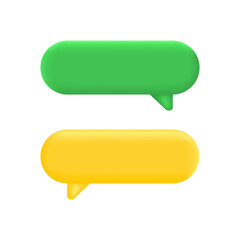 Speech bubble set. Color text box. Social media live chat shape. Message tag balloon. Dialog frame. Speak cloud icon. 3d render quote sign. Business concept. Support and comment. Vector illustration