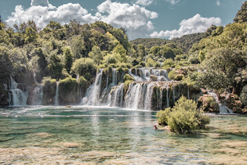 Fototapeta na wymiar Skradinski Buk Waterfall in Krka National Park.