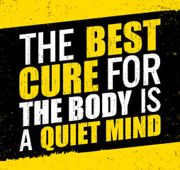 the best cure for the body is a quiet mind. Motivational quote.