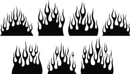 Fire flames isolated template. Tribal vector design. Car stickers. Icon fire illustration. Multiple shape tattoo design.