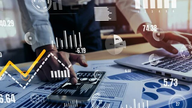 Conceptual business dashboard for financial data analysis . 3D render computer graphic .
