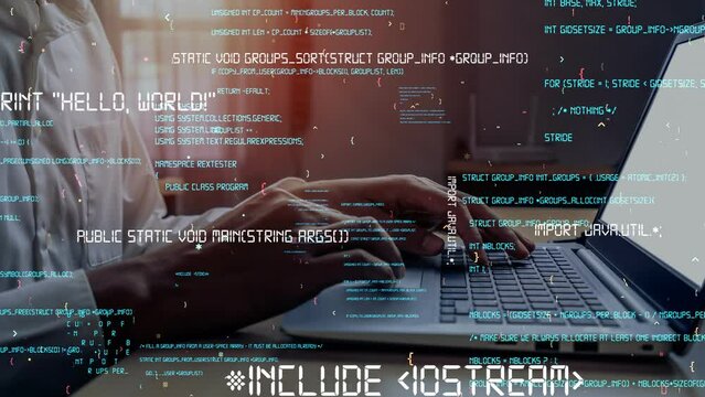 Conceptual programming and coding of future software . 3D render computer graphic .