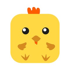 Cute animal square face. Vector flat illustration