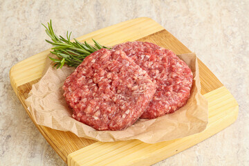 Raw beef burger cutlet for grill