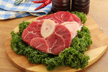 Raw ossobuco beef meat for cooking