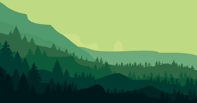 green forest mountains parallax animation video