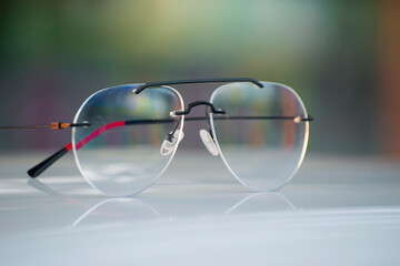 Rimless eyeglasses.Eyeglasses without frames.Rimless spectacle.