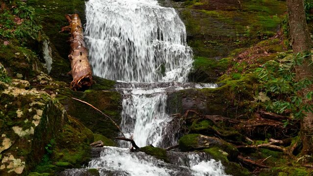 Greate for Musick background, for travel videos, for park videos. Buttermilk waterfall in Pennsylvania USA. High-quality 4k 60p footage