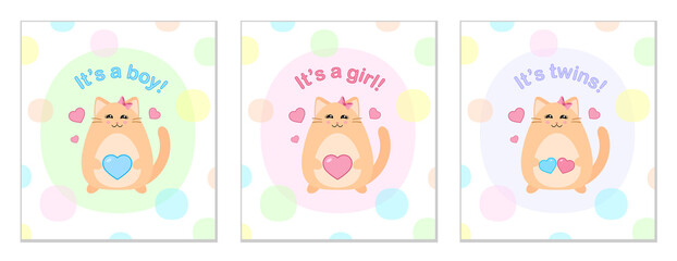 It's a boy, it's a girl, it's twins. Baby shower party. Gender of a child. Pregnancy announcement