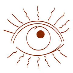 Eye sun cartoon style line  illustration 