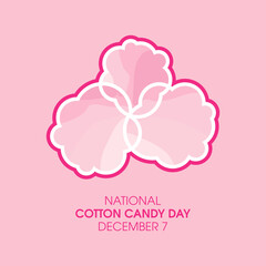 National Cotton Candy Day vector. Pink cotton candy on a pink background. Abstract candyfloss vector. Sugary cloud icon. Cotton Candy Day Poster, December 7