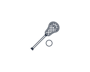 Lacrosse vector flat emoticon. Isolated Lacrosse Stick and Ball illustration. Lacrosse icon