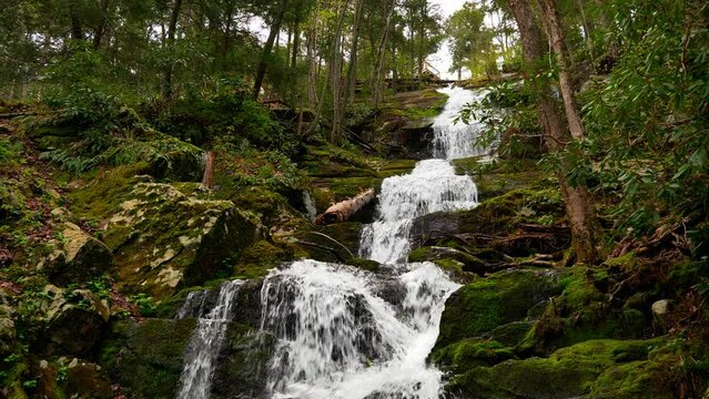 Greate for Musick background, for travel videos, for park videos. Buttermilk waterfall in Pennsylvania USA. High-quality 4k 60p footage