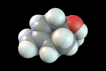 Terpinen-4-ol molecule, 3D illustration