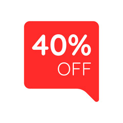 Special offer sale label illustration. Discount offer price label, symbol, and sticker for advertising campaign in retail, sale promo marketing discount 40%. Sticker sale, ad offer shopping