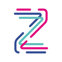 Abstract Letter Z Line Colorful linear logotype. modern letter lines with new pop art colors. Font alphabet template. Logo set thin line clean style.