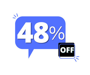 48% discount off with blue 3D thought bubble design 