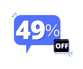 49% discount off with blue 3D thought bubble design 