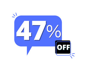 47% discount off with blue 3D thought bubble design 