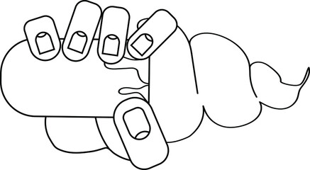 Hand holding ice cream isolated on white background in simple style