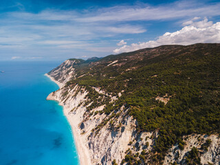 aerial view of Lefkada island sea shore