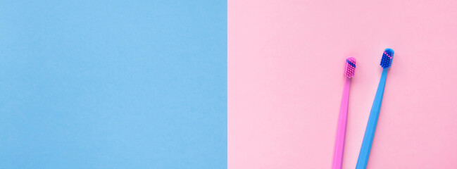 Teeth hygiene and oral care products flatlay