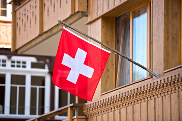 Fluttering Red Swiss flag