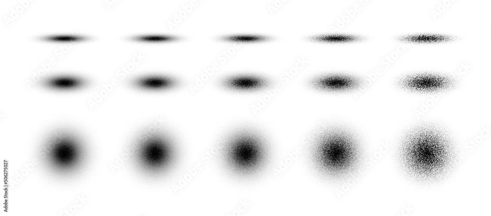 Aufkleber different variations of vector hand drawn dotwork stipple round and oval shadows set isolated on whi