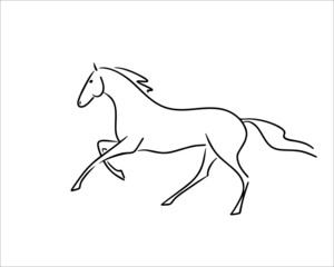 Naklejka premium Line drawing of horse wildlife vector illustration