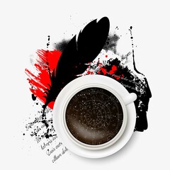 Trash polka feather coffee wallpaper © longquattro