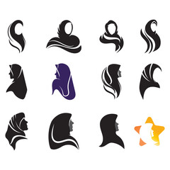 Muslimah hijab Logo template vector illustration design