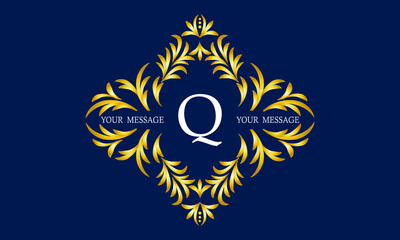 Elegant and stylish monogram with the letter Q in the center and decorative elements. Luxury logo template.