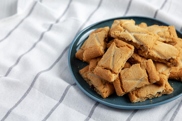 Homemade Organic Apple Pie Cookies on a Plate, side view. Copy space.