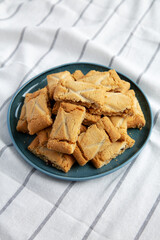 Homemade Organic Apple Pie Cookies on a Plate, side view.