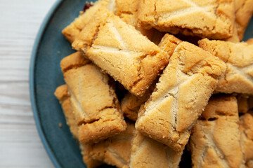 Homemade Organic Apple Pie Cookies on a Plate on a white wooden background, top view. Flat lay, overhead, from above.