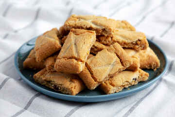 Homemade Organic Apple Pie Cookies on a Plate, side view. Close-up.
