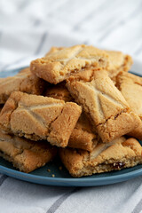 Homemade Organic Apple Pie Cookies on a Plate, side view. Close-up.