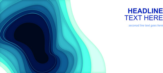 3D abstract blue wave background with paper cut shapes. Vector design layout for business presentations, flyers, posters.