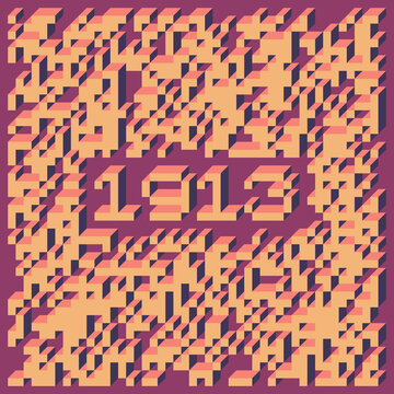 1913 Implementation of Edward Zajec &ldquo;Il Cubo&rdquo; from 1971. Essentially a Truchet tile set of 8 tiles and rules for placement art illustration